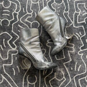 RARE United Nude Silver Ankle Boots with Clear Heels